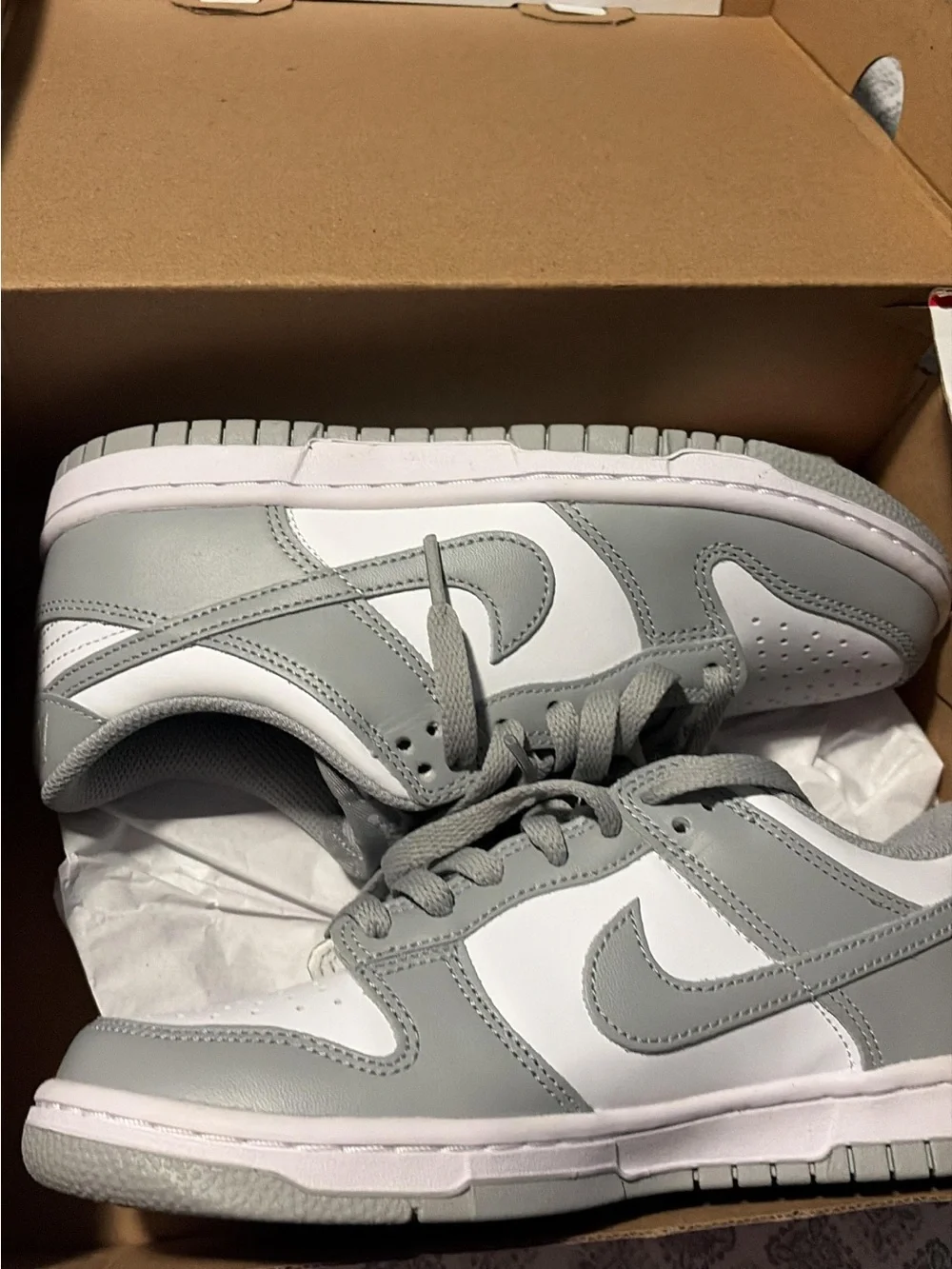 Nike Kids Low-Top Sneakers in White and Light Gray